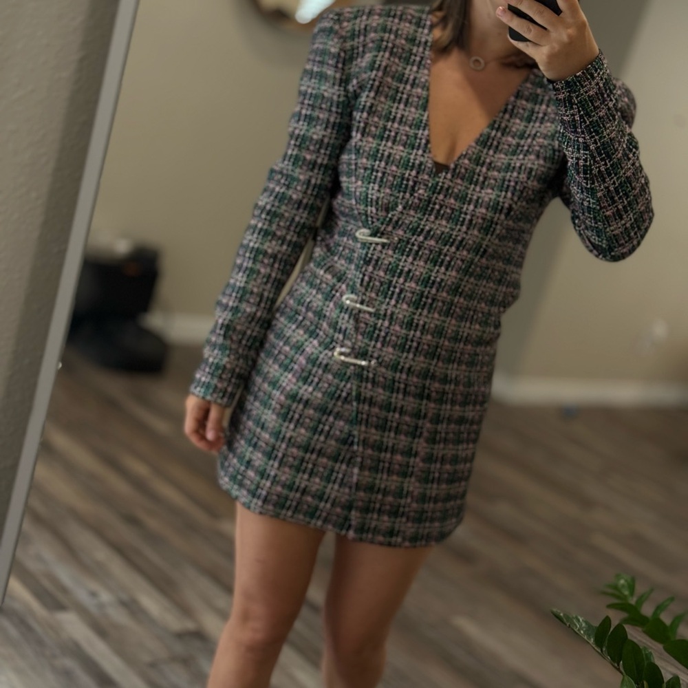 Zara Pink and Black Long Sleeve Dress